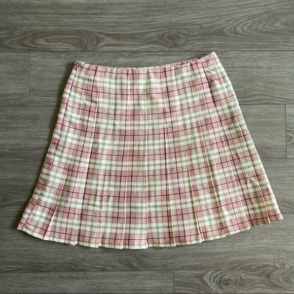 SHEIN Tartan Pleated Skirt Pink - Picture 2 of 7